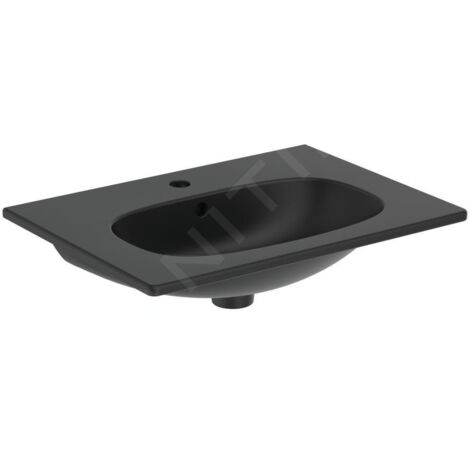 Ideal Standard Tesi - Meuble-lavabo 625x450 mm, avec trop-plein, trou pour robinetterie, noir T3510V3