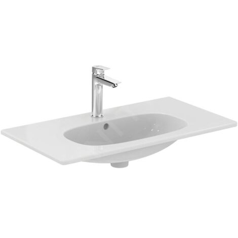 Ideal Standard Tesi - Meuble lavabo 825x450x165 mm, avec trop-plein, un trou pour robinetterie, blanc mat T3509V1