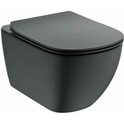 Pack WC suspendu Ideal Standard Tesi AquaBlade - Noir mat - Abattant frein de chute ultra-fin