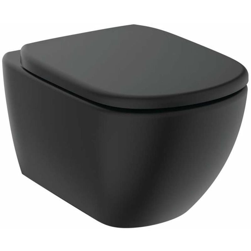 Ideal Standard - Tesi - wc suspendu avec abattant softclose, RimLS+, noir soyeux T5361V3