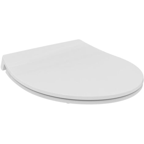 Ideal Standard Tirso Sedile WC, forma ovale universale, Sedile a chiusura rallentata e Opzione di sgancio rapido, polipropilene riciclato – Bianco (365x425x50 mm)