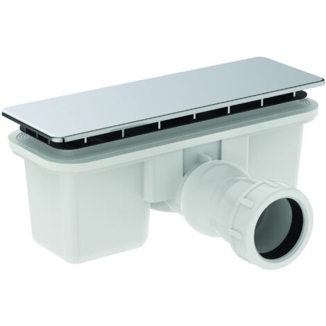 Ideal Standard - Ultra Flat New, Piletta ispezionabile per piatti doccia, Rettangolare, Coperchio in ABS, Cromato