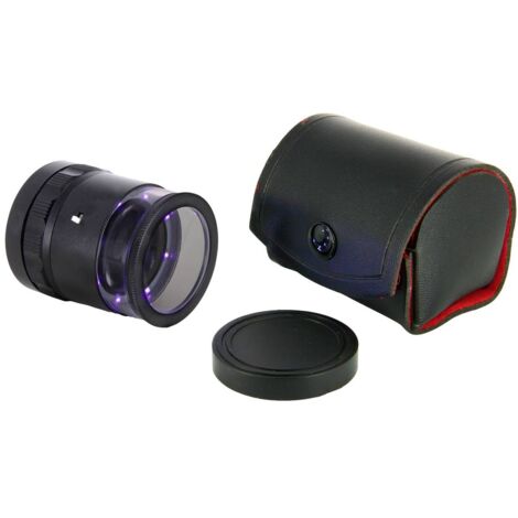 Ideal Tek LE.003UV.ITU 10X Lupe mit mm-Skala, 8 UV LED Loupe à main avec éclairage LED Grossissement: 10 x Lentille: (Ø) 30 mm noir X946212