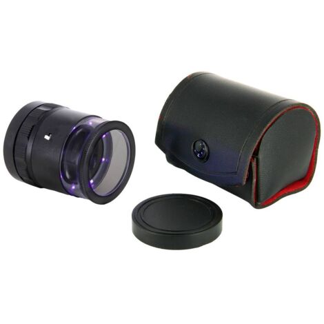 Ideal Tek LE.003UV.ITU 10X Lupe mit mm-Skala, 8 UV LED Loupe à main avec éclairage LED Grossissement: 10 x Lentille: (Ø) 30 mm noir X946212