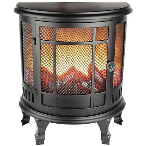 Ideen mit Herz Cheminée LED Nostalgie,Cheminée décorative,électrique,fonctionne sur piles,sans chauffage,Effet flamme/flamme réaliste,avec fonction minuterie (6 heures allumé,18 heures OFF)