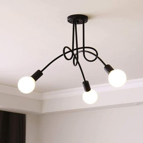 Idegu 5 Lampes Plafonnier Moderne Vintage Lustre Lampe De Plafond Luminaire E27 Retro Pour Salon Salle A Manger Chambre Hotel Decoration D Interieur 70cm Noir