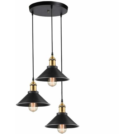 iDEGU 3 Lampes Suspension Luminaire Industrielle Lustre  