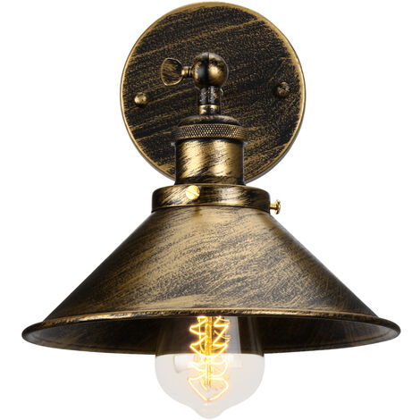 iDEGU Applique Murale Vintage Industrielle Métal, Applique Design Parapluie Chapeau, Lampe de Plafond Rétro Ø22cm E27 pour Salle de Bains Salon Chambre Cuisine Laiton