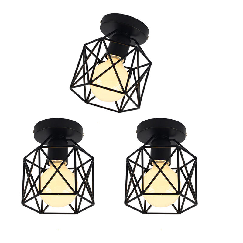 Idegu - Lot de 3 Plafonnier Industriel Vintage en Metal E27 