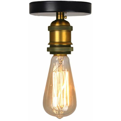 iDEGU Luminaire Plafonnier Industriel Rétro avec E27 Douilles de Lampe en Métal, Style Edison, pour Chambre Salon Loft Couloir, Laiton Antique