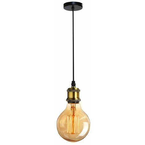 iDEGU Lustre Suspension Vintage Luminaire Plafond Métal avec E27 Douilles de Lampe, Style Edison, Laiton Antique