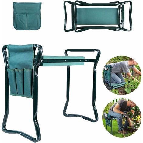 iDEGU Tabourets de Jardinage Agenouilloir avec siège de Jardin Siège de Jardinier Pliable Banc Agenouilloir de Jardin avec Sacs de Travail