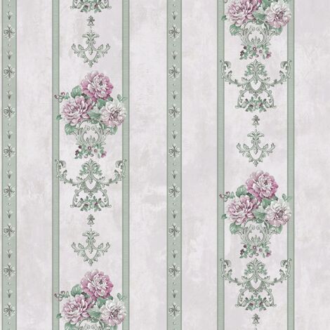 iDeko Papier Peint Texturé 3D Série jardin Rétro Vintage 10X0,53M Salon papier fleur violet