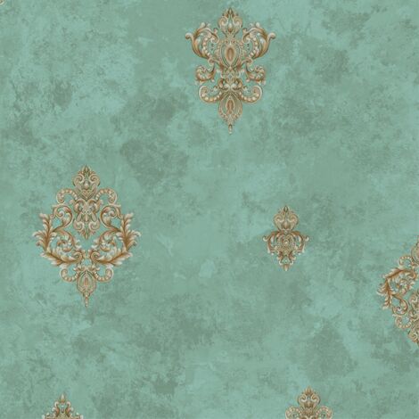 iDeko Papier Peint Texturé 3D Série Palais Rétro Vintage 10X0,53M Salon papier fleur Vert