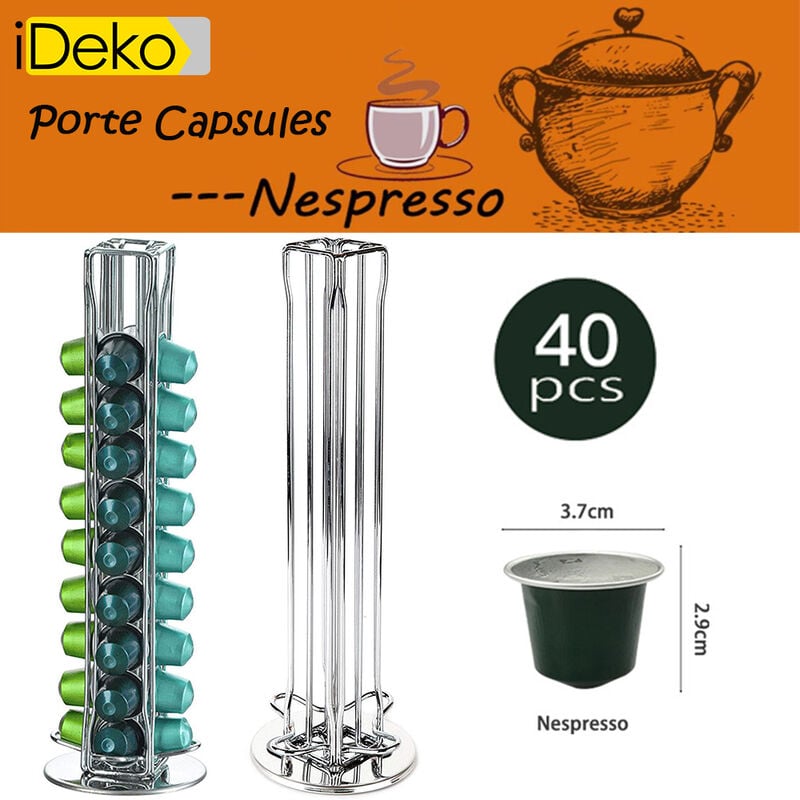 ® Porte Capsules Distributeur Supports Dosettes rotatif pour capsules Nespresso 40 - Ideko