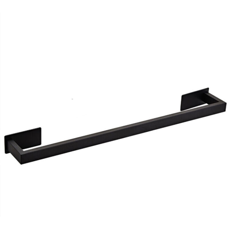 Ideko - Porte Serviettes Auto Adhésif Acier inoxydable Noir 40cm pour salle de bain