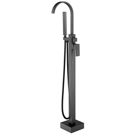 iDeko® Robinet de baignoire ilot sur Pied salle de bain douche verticale sans Douchette Noir