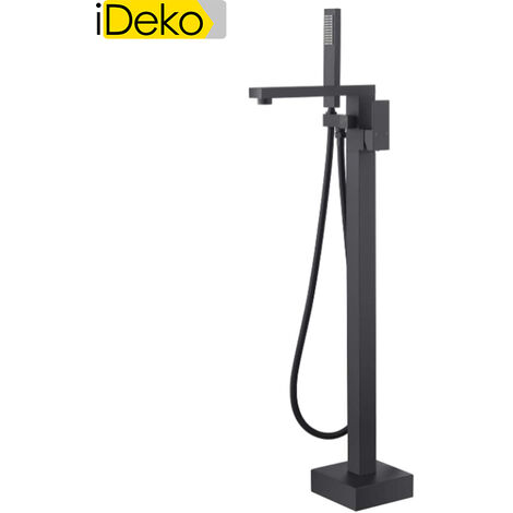 iDeko® Robinet de baignoire salle de bain douche verticale avec pommeau de douche en laiton céramique Noir