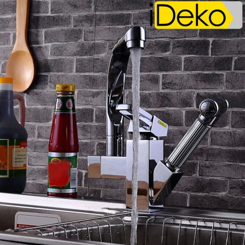 Ideko - Robinet de cuisine Mitigeur cuisine double usage étirable