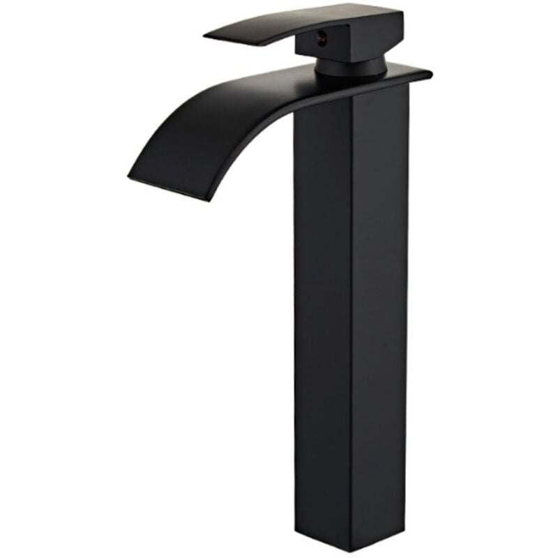 Ideko - Robinet de salle de bain lavabo Mitigeur cascade Noir vasque evier haute