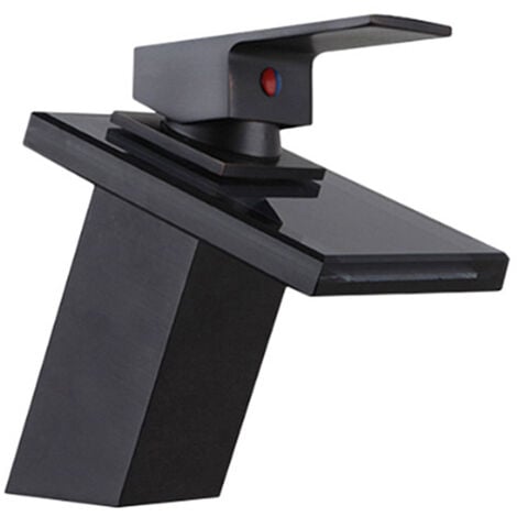 iDeko® Robinet Mitigeur Lavabo cascade de cuivres lavabo robinet laiton verre Noir