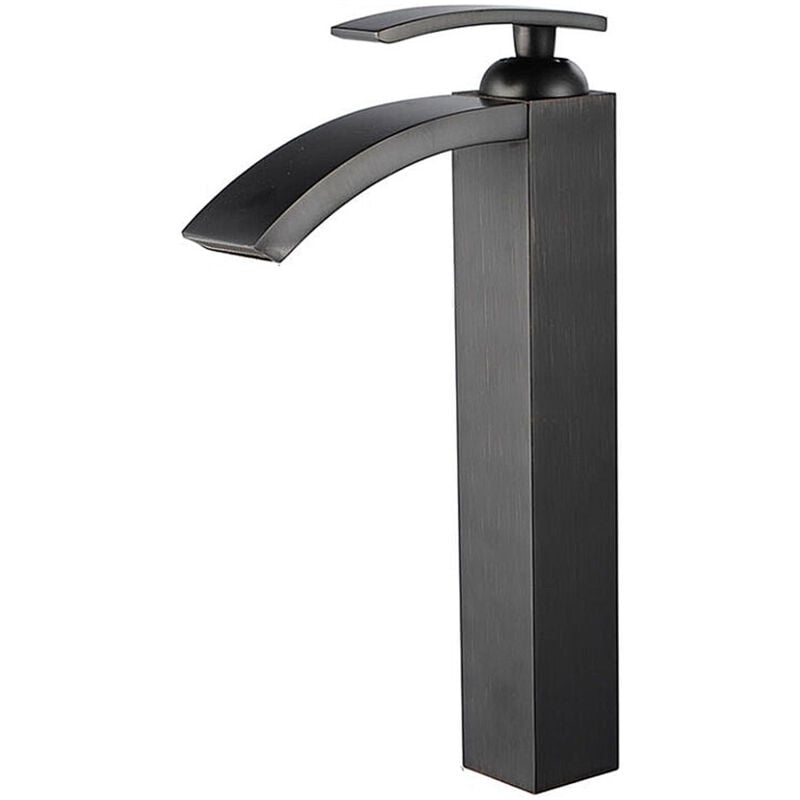 Ideko - Robinet de salle de bain Mitigeur lavabo cascade Haut cascade Noir Flexible