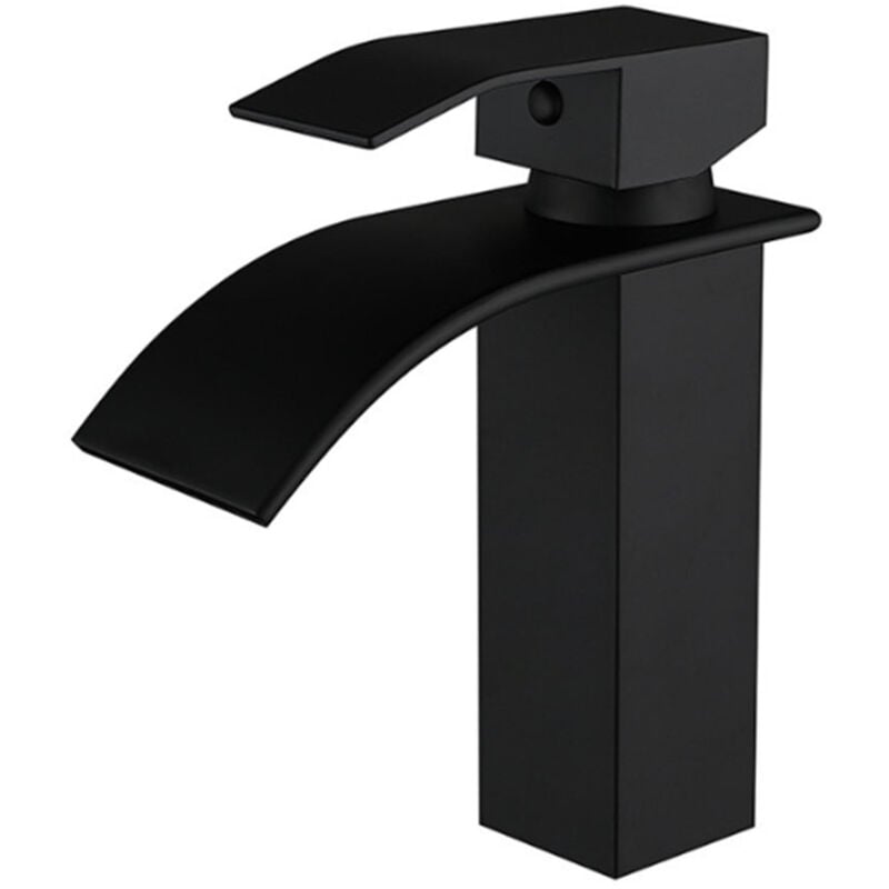Ideko - Robinet de salle de bain Mitigeur Lavabo en laiton finition peinture Noir cascade robinet d'evier salle de bains