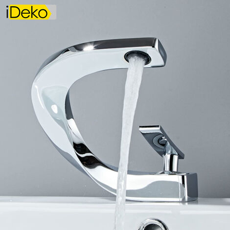 iDeko® Robinet Mitigeur lavabo salle de bain design moderne Laiton Céramique chrome IDK8151 avec flexibles