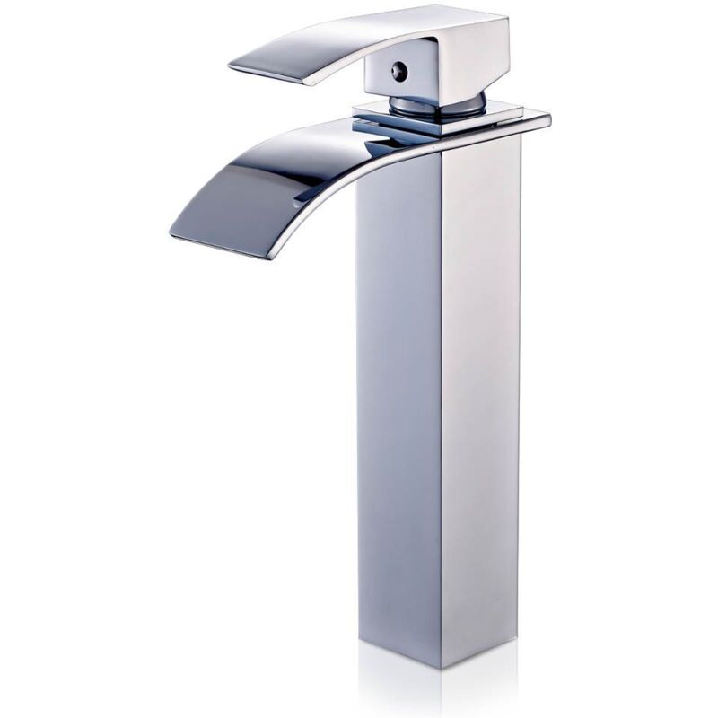 Ideko - Robinet Mitigeur lavabo salle de bain personnalisee evier robinet cascade contemporaine mitigeur finition chromee