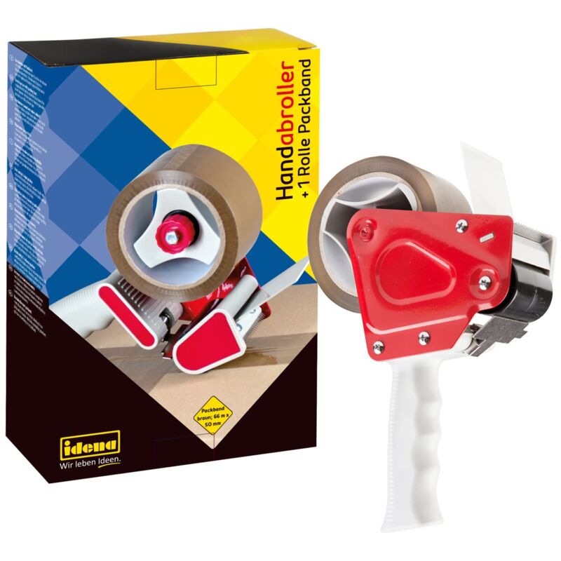 Image of 631049 - Kit dispenser nastro, dispenser manuale per nastro da imballaggio 66 m x 50 mm, con 1 rotolo di nastro da imballaggio silenzioso, marrone