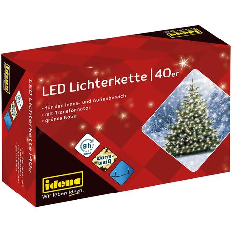 Idena 8325056 - Catena luminosa per esterni con 40 luci a LED, lunghezza 12 m, luce bianca calda