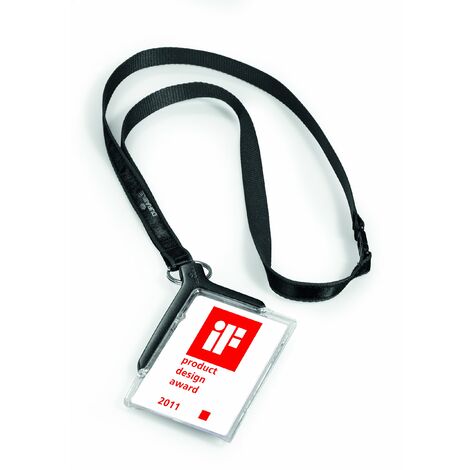 Identificador con cordon plano durable acrilico diagonal 54x85mm (pack de 10 uds.)