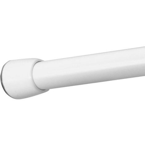 iDesign Asta doccia per tende, Asta telescopica doccia corta ma regolabile in lunghezza, Asta tenda doccia in acciaio, bianco