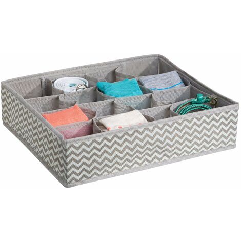 iDesign Axis Scatola portaoggetti, Grande organizer cassetto in polipropilene con 16 scomparti, grigio talpa/beige