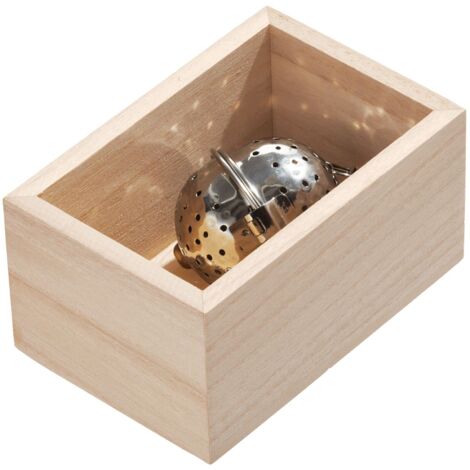 iDesign Eco Wood tavola, Porta cassetto o dispensa in Legno di Paulownia, Salva Spazio per Cucina per Posate e Piccoli Utensili, Beige, Natural, 12.7x8.5x6.9cm