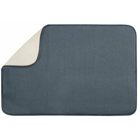 iDesign iDry Tappetino lavello extra-large, Sottile tappetino cucina in poliestere per asciugatura veloce delle stoviglie, grigio peltro/avorio