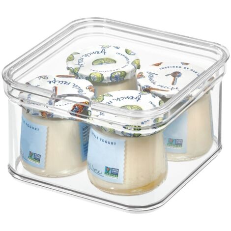 iDesign Organizer cucina (16,1 cm x 16,1 cm x 9,6 cm), Box frigo in plastica priva di BPA, Contenitore frigo ideale per conservare gli alimenti in cucina, trasparente
