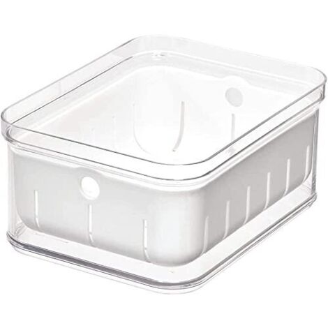 iDesign Organizer Cucina con Rastrelliera per Frutta, Box Frigo in Plastica Priva di BPA, Contenitore Verdura e Alimenti, Trasparente, 21.1 cm x 16.1 cm x 9.9 cm