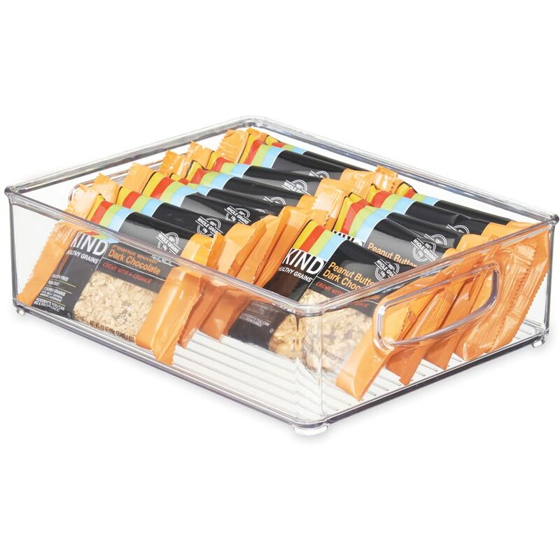 Image of IDesign Organizer cucina, Porta oggetti cucina di grandi dimensioni, Pratica scatola plastica aperta con manici, trasparente