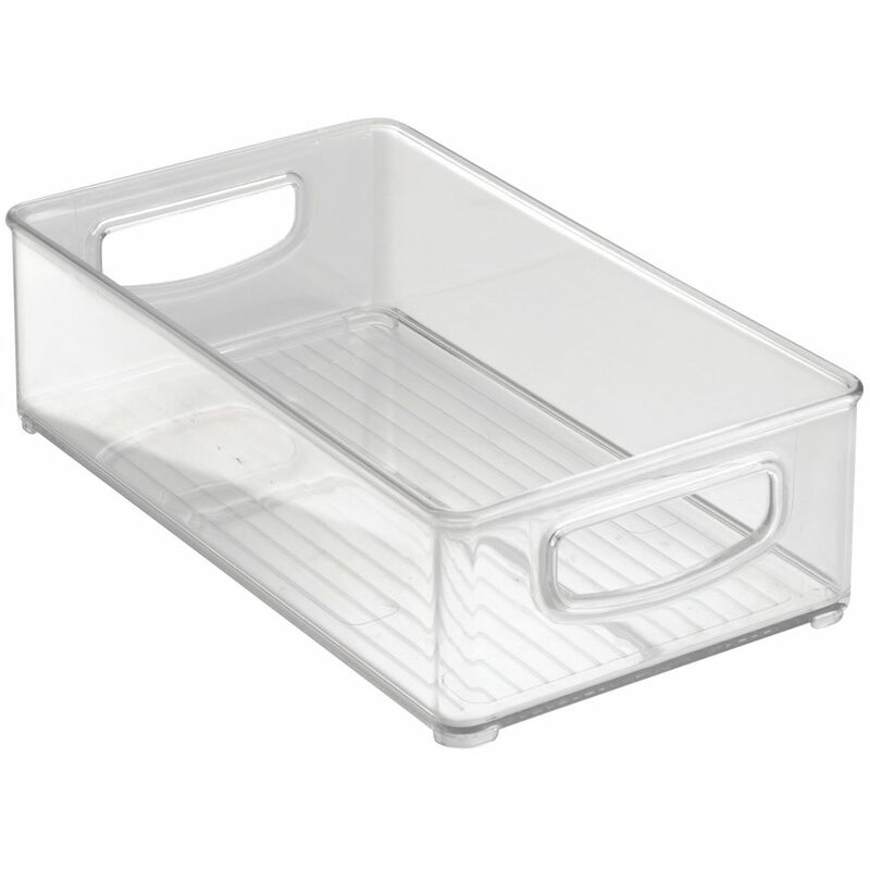 Image of IDesign Organizer cucina, Porta oggetti cucina di media grandezza, Pratica scatola plastica aperta con manici, trasparente