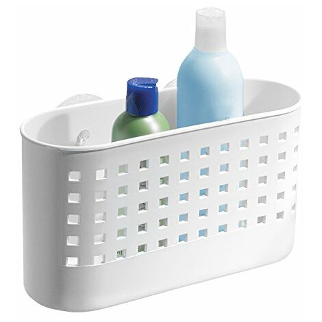 iDesign Portaoggetti doccia angolare trasparente Piccolo portasapone doccia in plastica con ventose e fori di scolo Portaoggetti bagno che si monta senza trapano 