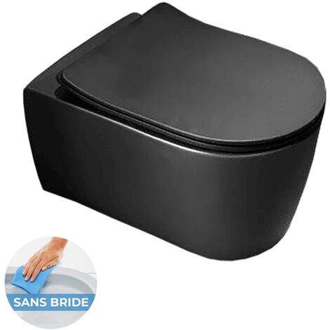 Idevit Alfa Hänge-WC ohne Spülrand, unsichtbare Befestigungen + schlanker, abnehmbarer SoftClose-Sitz, schwarze Ausführung AlfaBLRimles