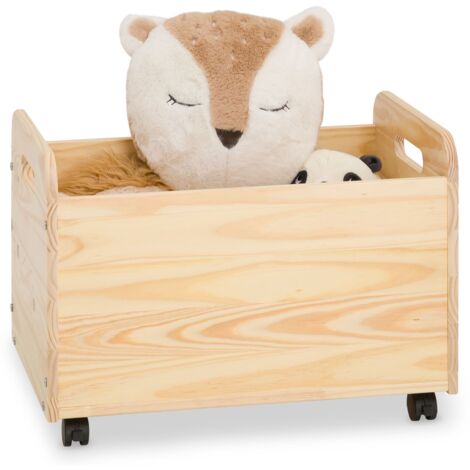 Idimex – Coffre à jouets sur roulettes – Pin massif naturel – Grande capacité de rangement – Assemblage facile – Pour chambre d'enfant