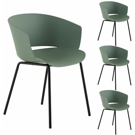Idimex – Lot de 4 chaises de jardin en plastique vert – Résistantes aux UV – Hauteur d'assise 48 cm – Charge max 110 kg – Assemblage facile