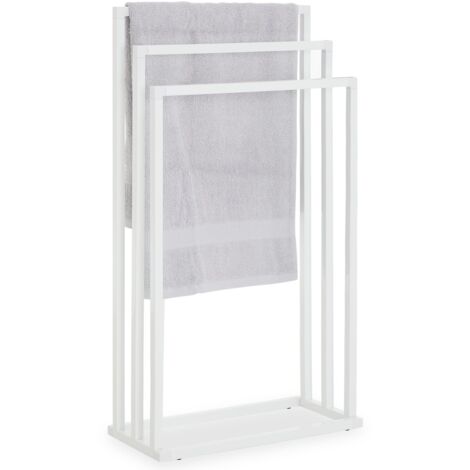 Idimex – Porte-serviettes en métal laqué blanc – 3 barreaux à différentes hauteurs – Design moderne pour salle de bain – Assemblage facile