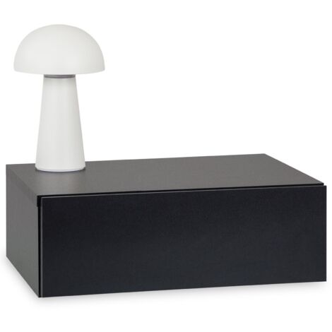 Idimex – Chevet suspendu Océane – Panneaux de particules mélaminé noir mat – Dimensions 15x42x30 cm – Tiroir sans poignée – Charge max 5 kg