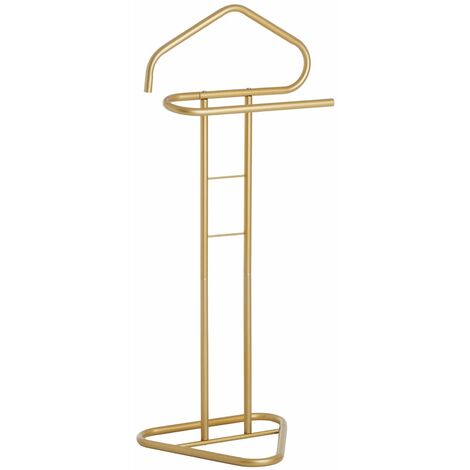 Idimex – Valet Camilo en métal laqué or – Supports pantalon et veste – Design moderne pour chambre ou salle de bain