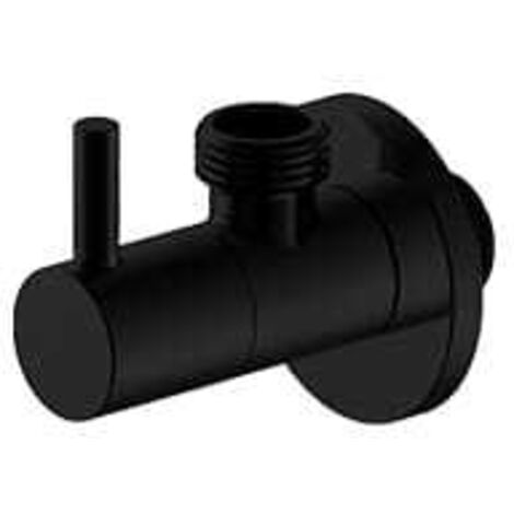 IDMAR Conector angular macho de 1/2" x 1/2" con cartucho cerámico negro mate 1008 - AGORA - Paquete blíster