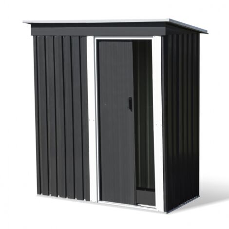 Idmarket – Abri de jardin métal 1,3 m² gris anthracite – Acier galvanisé – Dimensions 162x80x181 cm – Porte coulissante pour accès facile