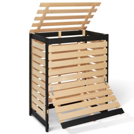 Idmarket – Bac de compostage en bois 360L – Volume 360L – Bois naturel traité – Dimensions 80x50x90cm – Pour déchets organiques